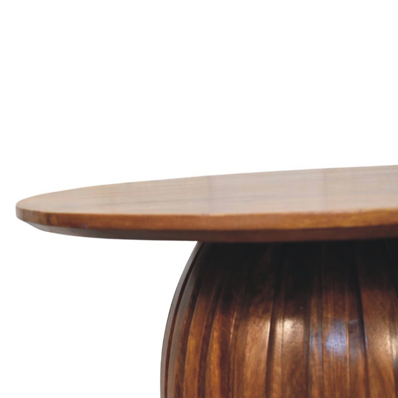 Solid Mango Wood Round Fluted Coffee Table - Image 3