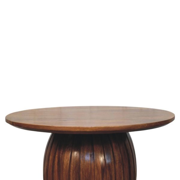Solid Mango Wood Round Fluted Coffee Table - Image 4