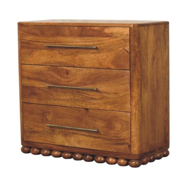 Solid Mango Wood Bola Three Drawer Chest - Image 2