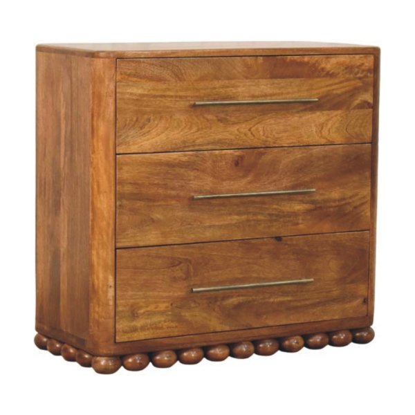 Solid Mango Wood Bola Three Drawer Chest - Image 3
