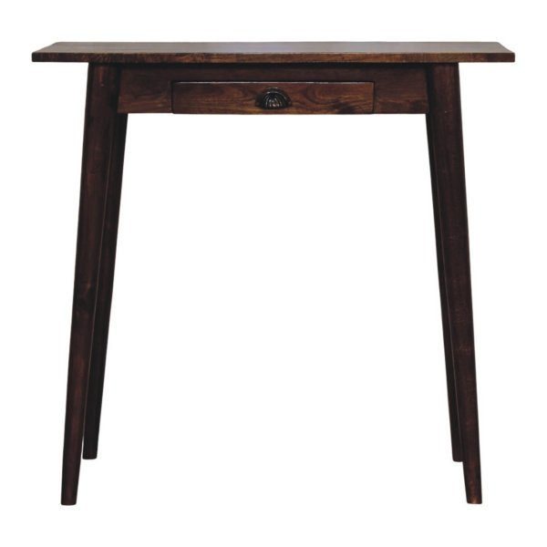 Solid Mango Wood Chestnut Finished Nordic 1 Drawer Writing Desk