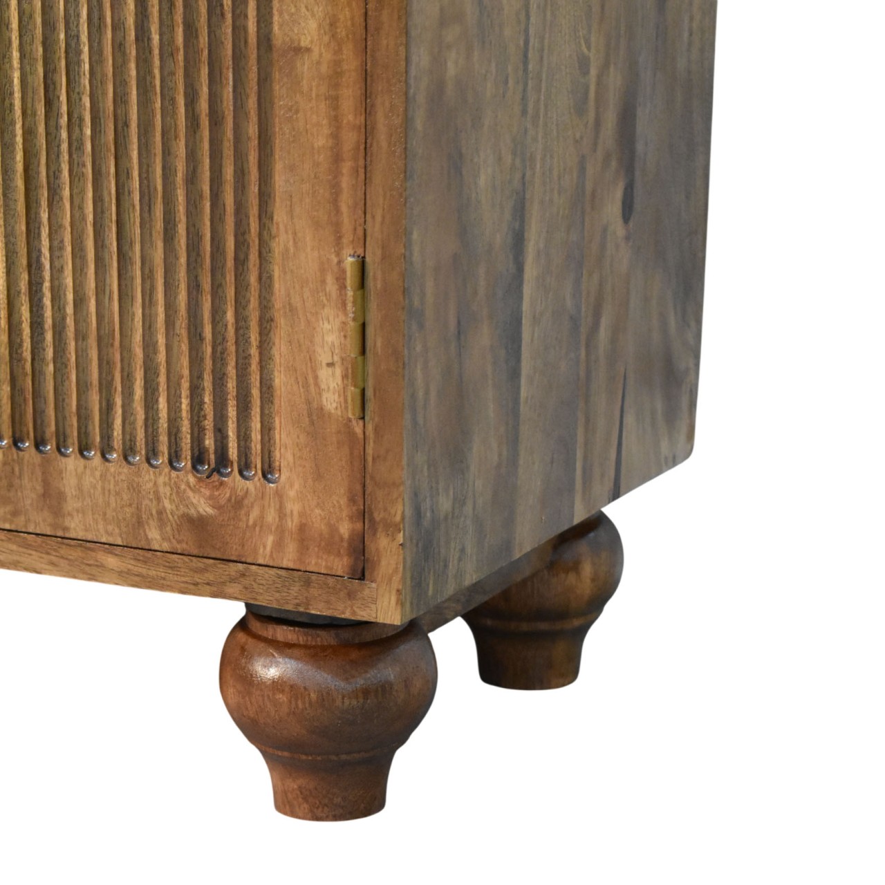 Solid Mango Wood Golden Teak Finish 2 Door Arco Groove Cabinet - Image 7