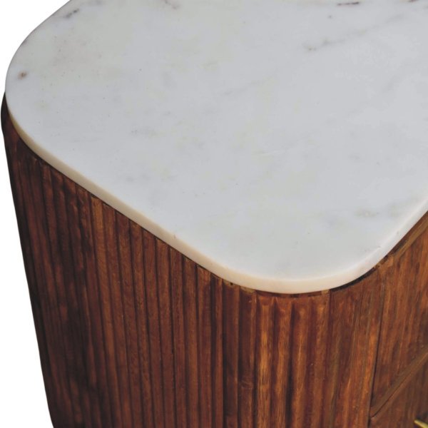 Solid Mango Wood Marble Crest Bedside - Image 5