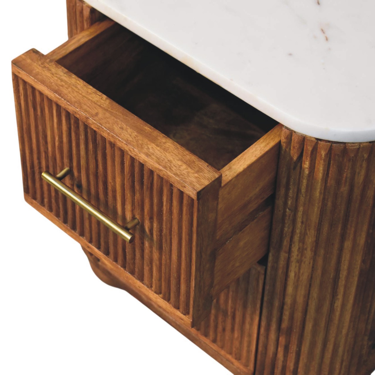Solid Mango Wood Marble Crest Bedside - Image 6