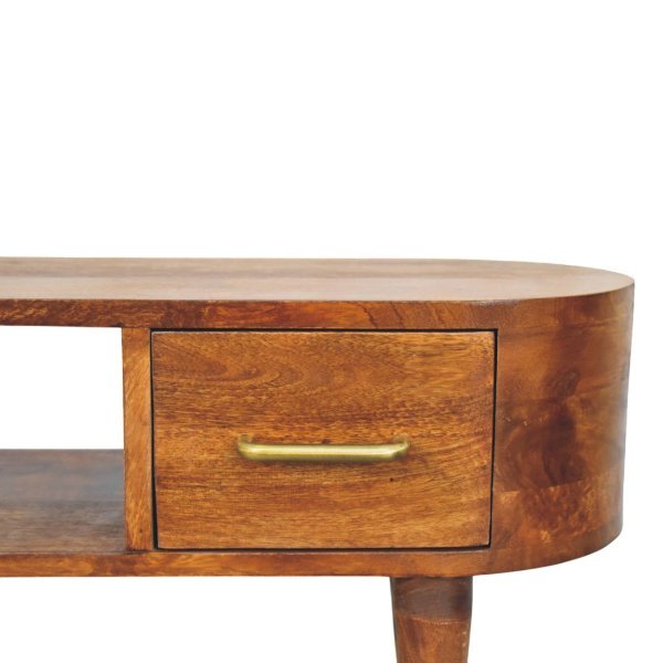 Solid Mango Wood Chestnut Finished Two Drawer Valenza Media Unit - Image 4