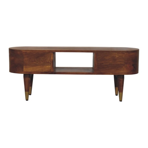 Solid Mango Wood Chestnut Finished Two Drawer Valenza Media Unit - Image 9