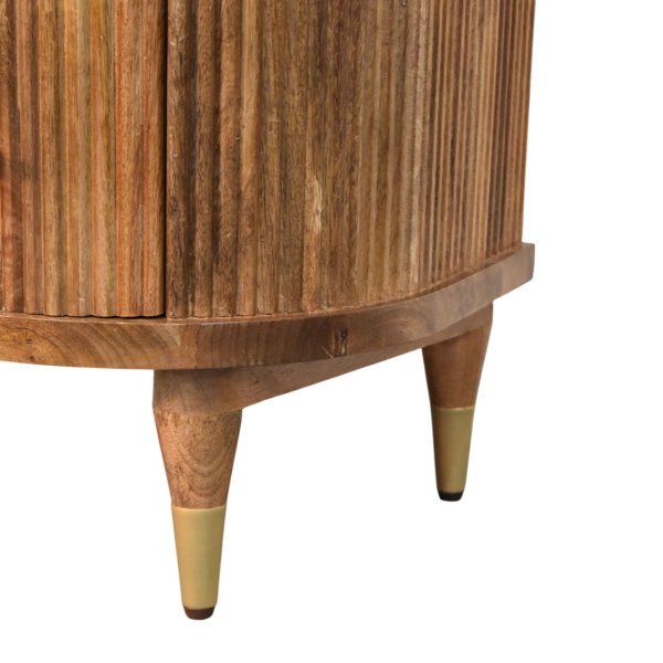 Solid Mango Wood Golden Teak Finished 2 Drawer Curved Fluted  Bedside - Image 7