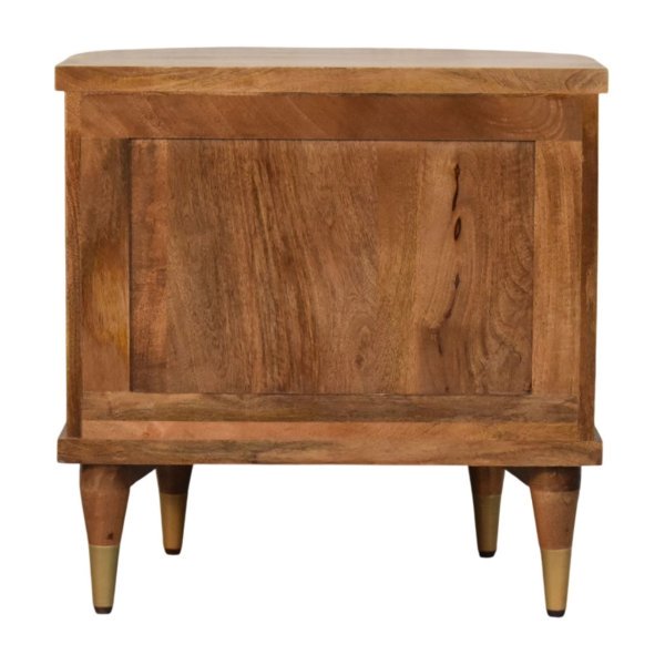 Solid Mango Wood Golden Teak Finished 2 Drawer Curved Fluted  Bedside - Image 9