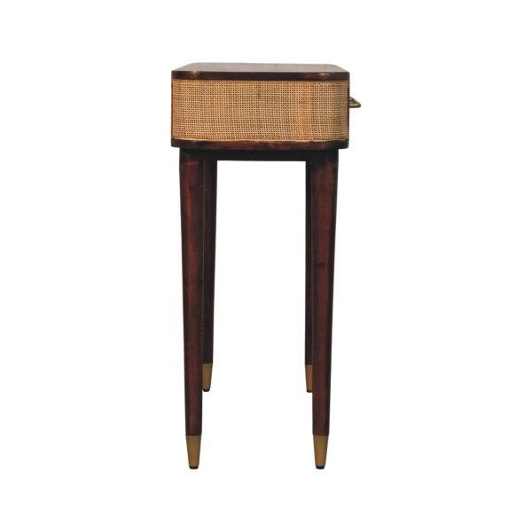 Solid Mango Wood Chestnut Finished 2 Door Belmont Cane Edge Console Table - Image 8