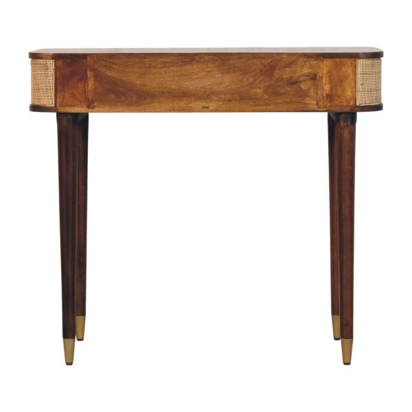 Solid Mango Wood Chestnut Finished 2 Door Belmont Cane Edge Console Table - Image 9