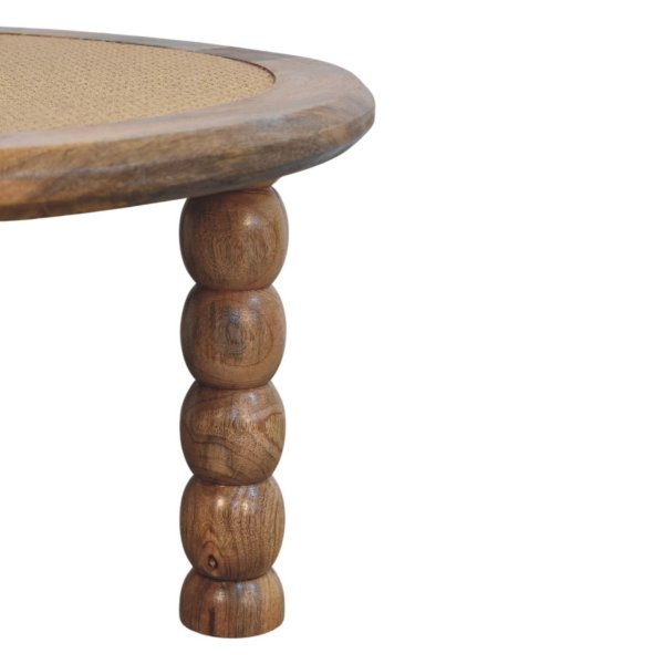 Solid Mango Wood Oak Finished Spindle Rattan Coffee Table - Image 4