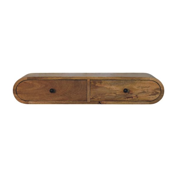 Solid Mango Wood Oak Finished Contour Wall Console