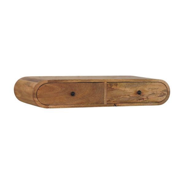Solid Mango Wood Oak Finished Contour Wall Console - Image 2