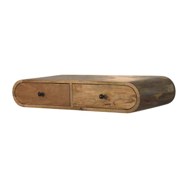 Solid Mango Wood Oak Finished Contour Wall Console - Image 3