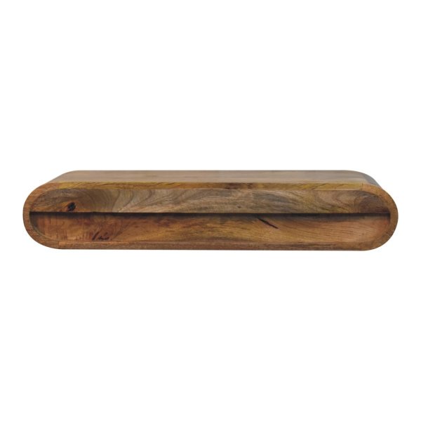 Solid Mango Wood Oak Finished Contour Wall Console - Image 9