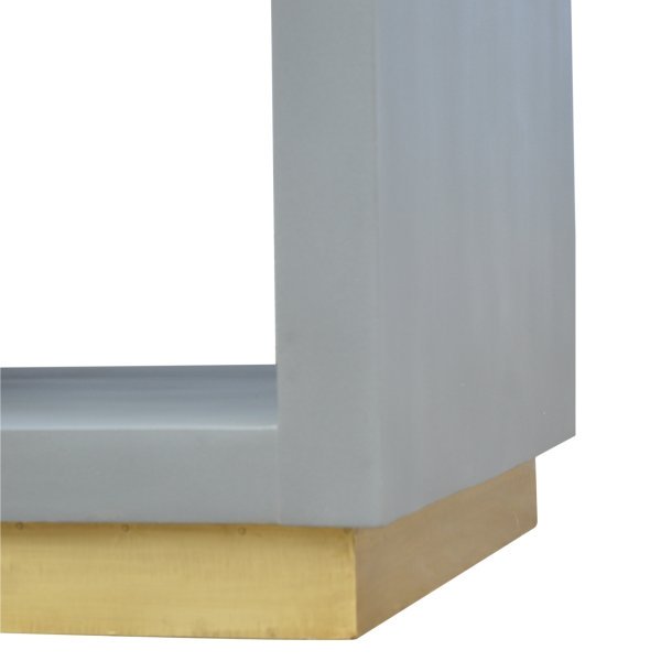 Solid Mango Wood Cement Cube Bedside Table with Gold Base - Image 4