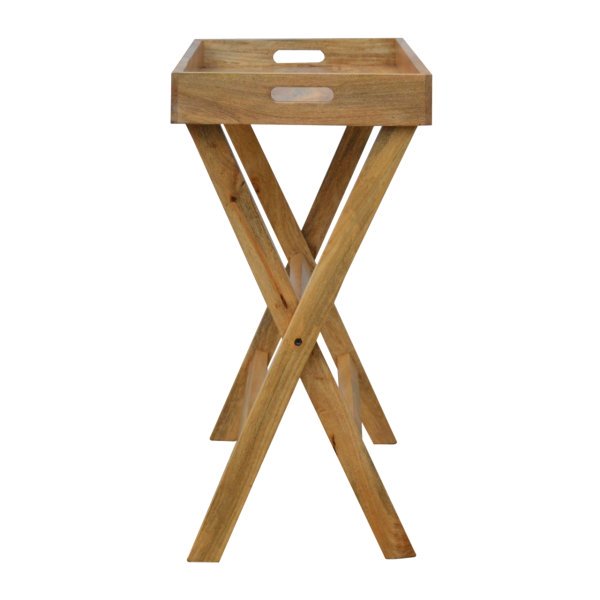 Solid Mango Wood Oak Finished Foldable Butler Tray - Image 10