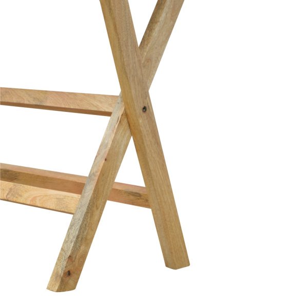 Solid Mango Wood Oak Finished Butler Tray Style Writing Desk - Image 7