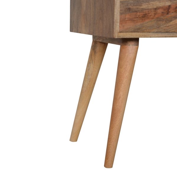 Solid Mango Wood Oak Finished 4 Drawer Sunrise Patterned Console Table - Image 6