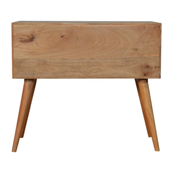 Solid Mango Wood Oak Finished 4 Drawer Sunrise Patterned Console Table - Image 9