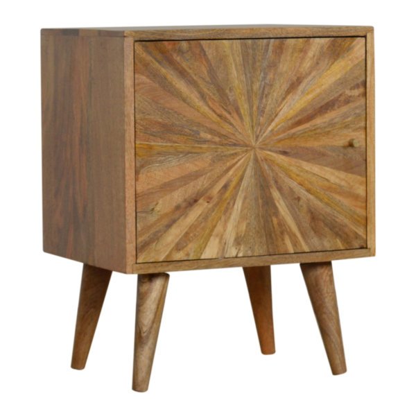 Solid Mango Wood Oak Finished Sunrise 1 Door Bedside - Image 2