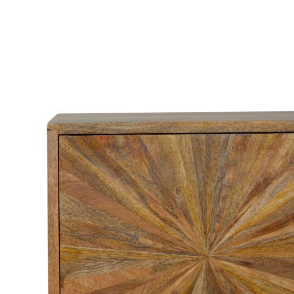 Solid Mango Wood Oak Finished Sunrise 1 Door Bedside - Image 4