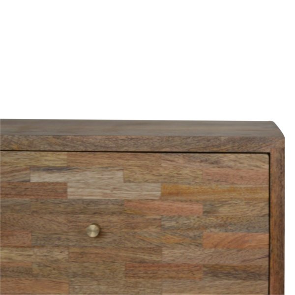 Solid Mango Wood Oak Fisnished 2 Drawer Mixed Tones Bedside - Image 4