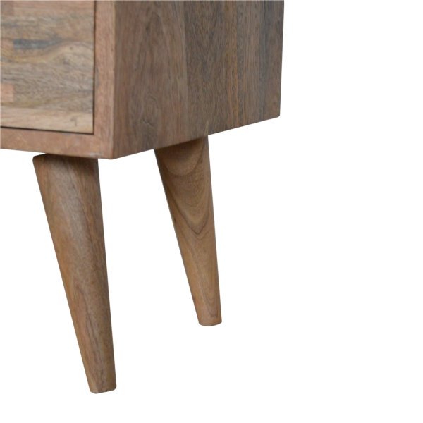 Solid Mango Wood Oak Fisnished 2 Drawer Mixed Tones Bedside - Image 5