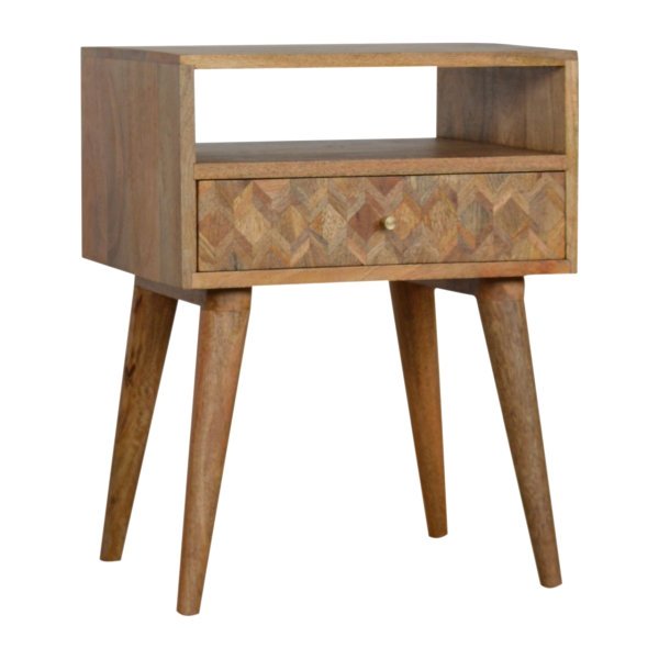 Solid Mango Wood Assorted Oak Finished 1 Slot 1 Drawer Bedside - Image 3