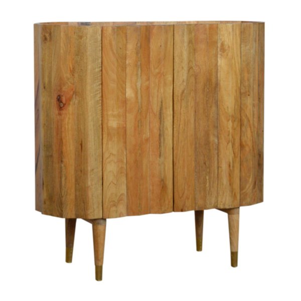 Solid Mango Wood Natural Finished 2 Door Ridged Cabinet - Image 3