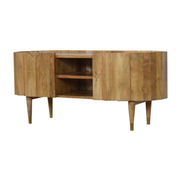 Solid Mango Wood Natural Finished Ridged Media Unit - Image 2