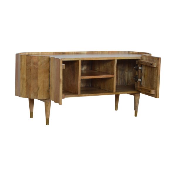 Solid Mango Wood Natural Finished Ridged Media Unit - Image 6