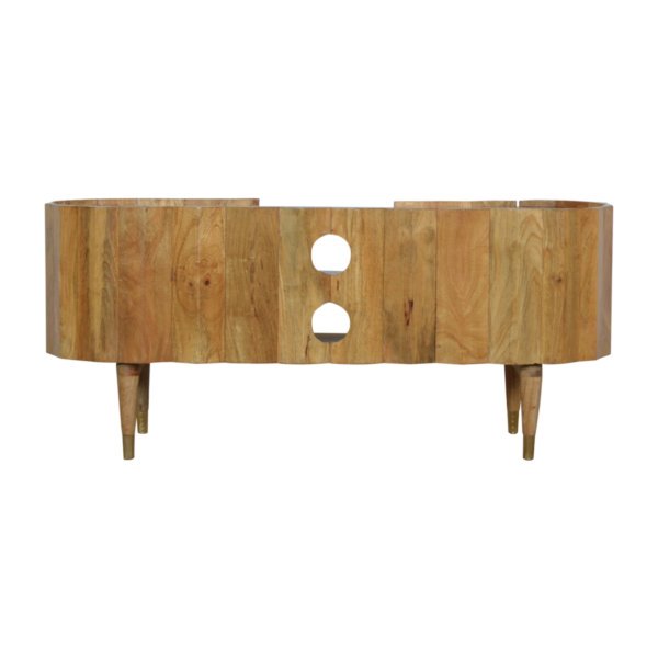 Solid Mango Wood Natural Finished Ridged Media Unit - Image 9