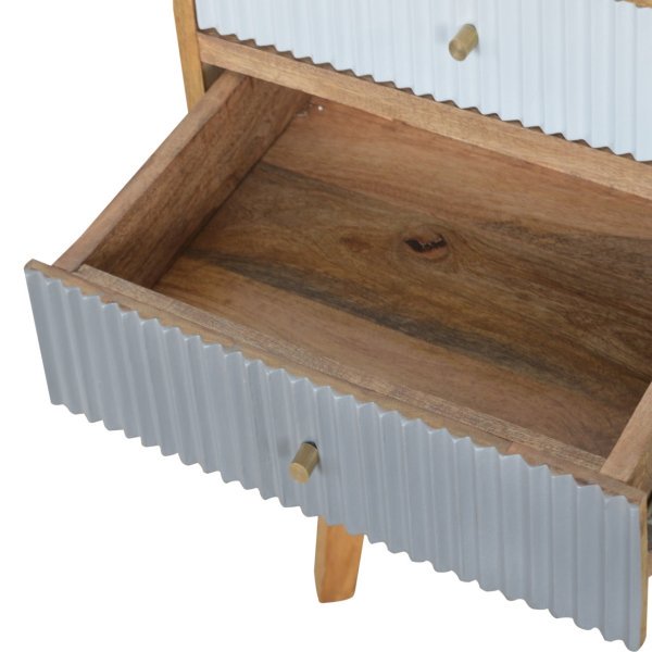 Solid Mango Wood Oak Finished 2 Drawer Line 2 Tone Grey Painted Bedside - Image 6