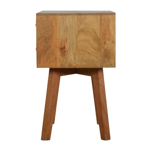 Solid Mango Wood Oak Finished 2 Drawer Line 2 Tone Grey Painted Bedside - Image 8