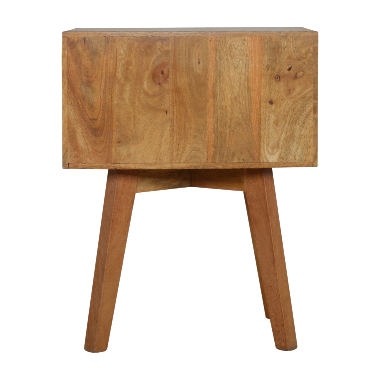 Solid Mango Wood Oak Finished 2 Drawer Line 2 Tone Grey Painted Bedside - Image 9