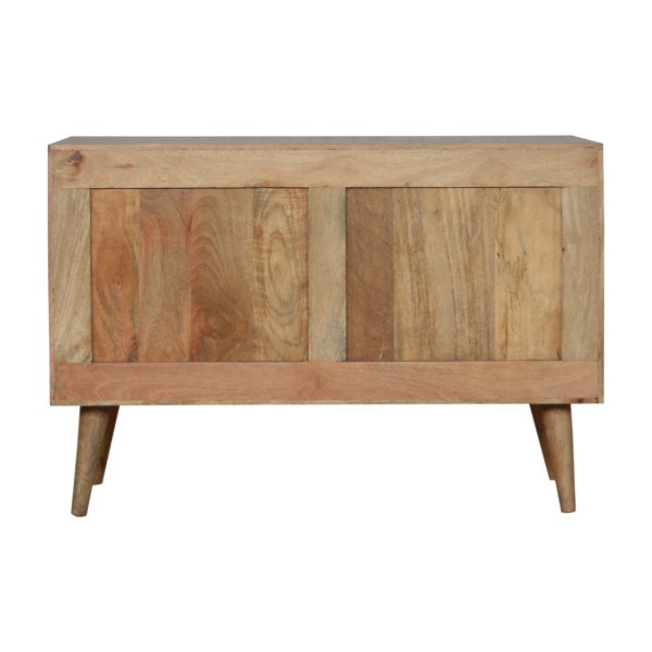 Solid Mango Wood Oak Finished 4 Drawer 1 Rattan Door Larissa Cabinet - Image 9