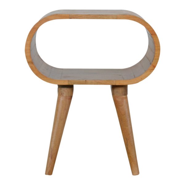 Solid Mango Wood Oak Finished Rounded Open Bedside