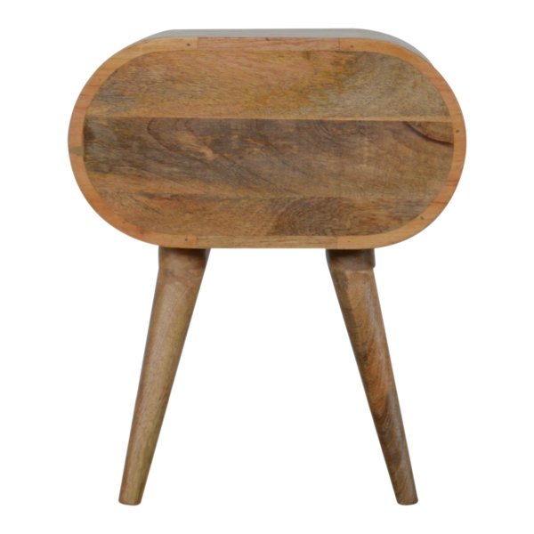 Solid Mango Wood Oak Finished 2 Drawer Rounded Bedside - Image 9