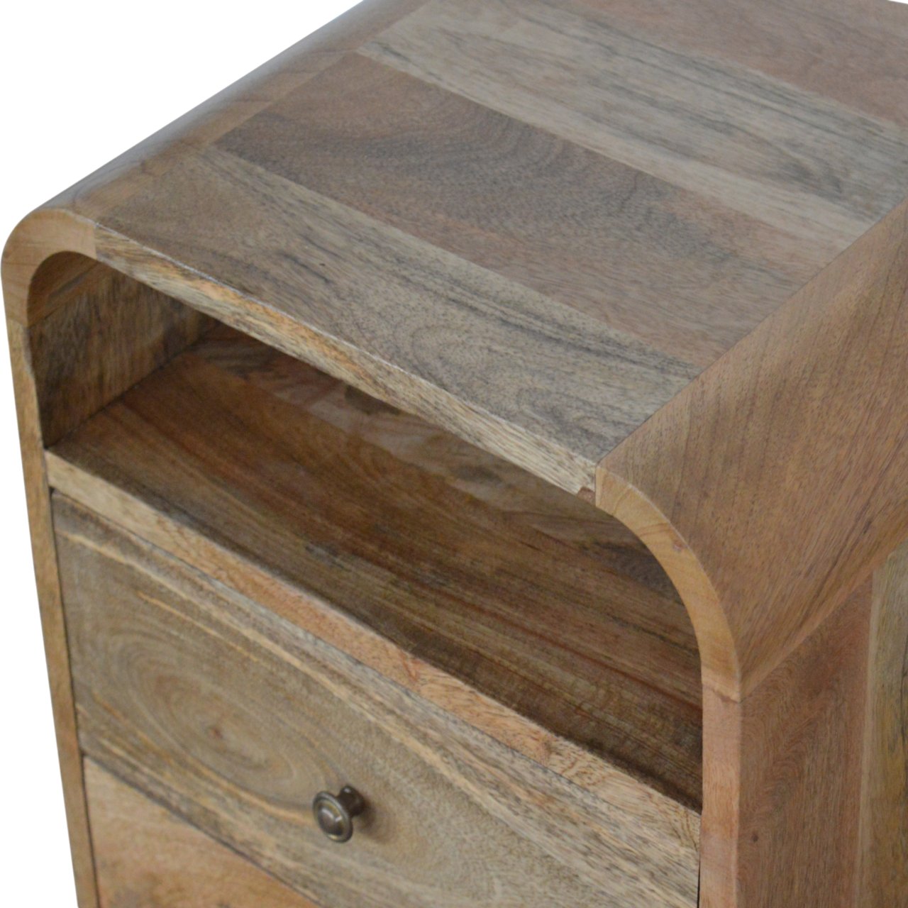 Solid Mango Wood Oak Finished 2 Drawer London Bedside - Image 3