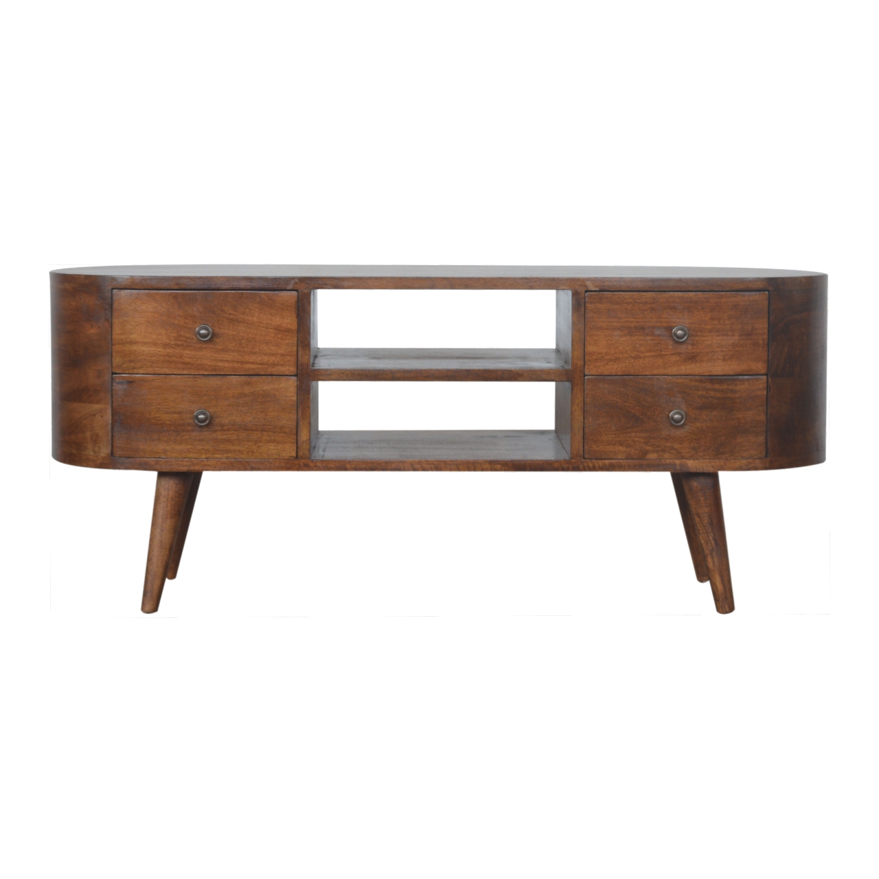 Solid Mango Wood Chestnut Rounded Entertainment Unit