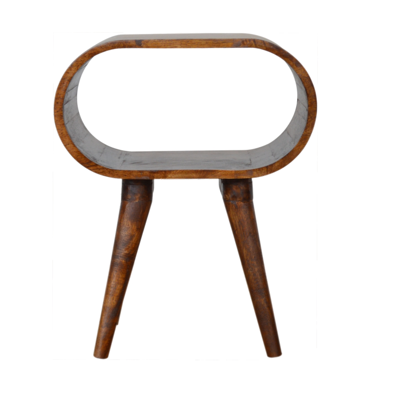 Solid Mango Wood Chestnut Finished Rounded Open Nightstand