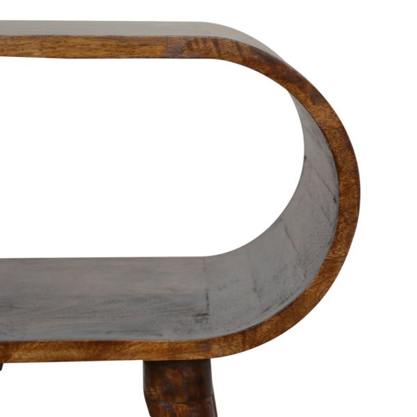 Solid Mango Wood Chestnut Finished Rounded Open Nightstand - Image 5