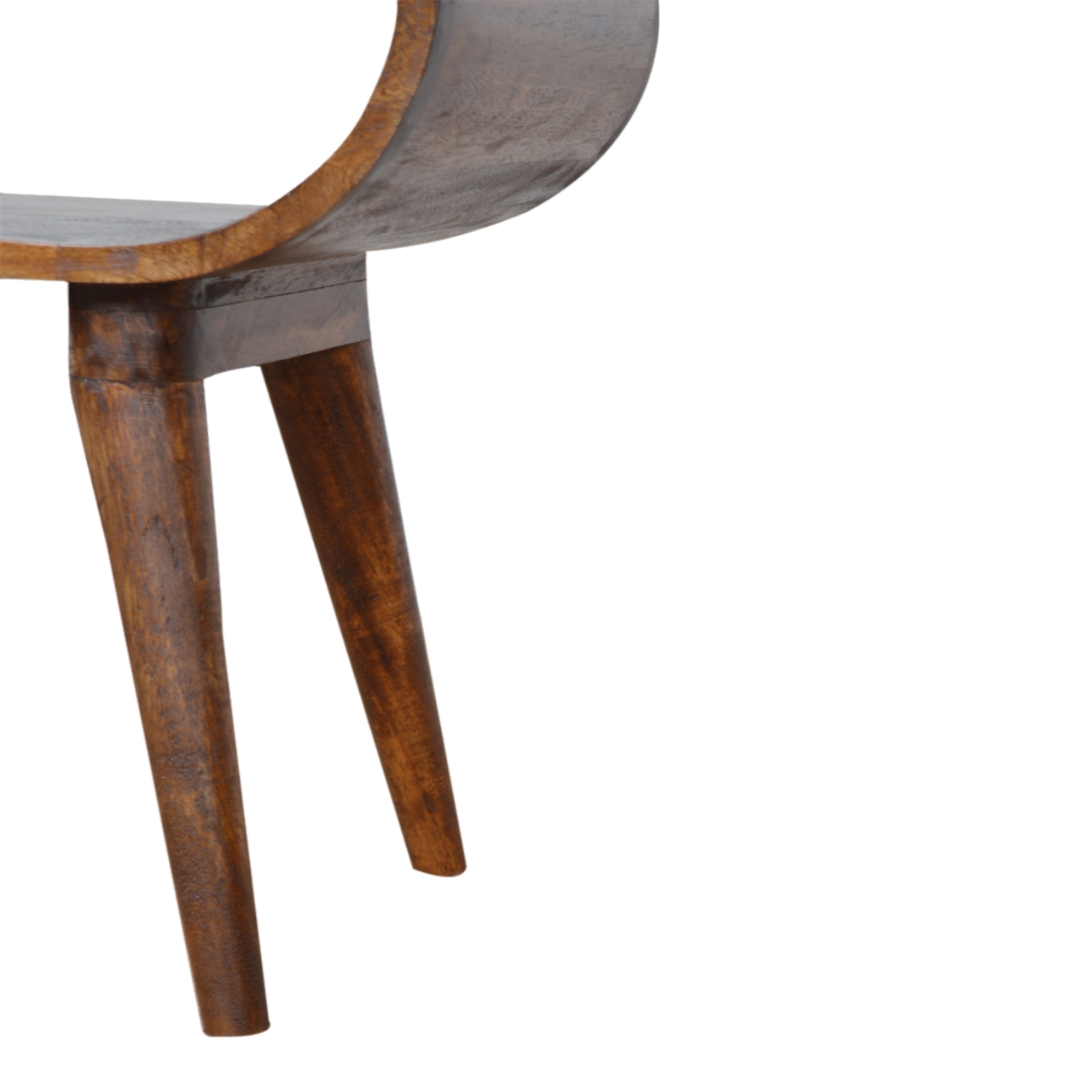 Solid Mango Wood Chestnut Finished Rounded Open Nightstand - Image 6
