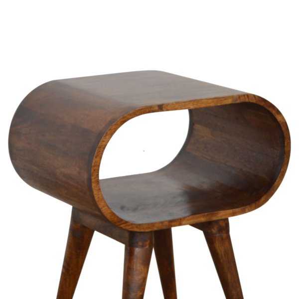 Solid Mango Wood Chestnut Finished Rounded Open Nightstand - Image 7