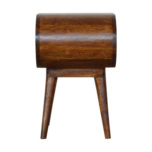 Solid Mango Wood Chestnut Finished Rounded Open Nightstand - Image 8