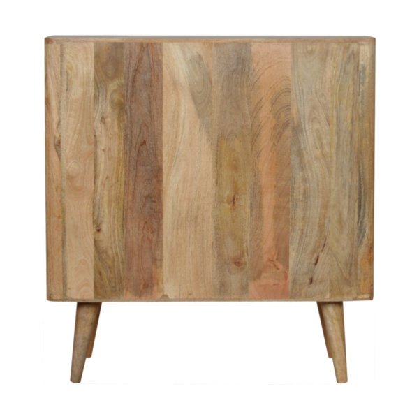 Solid Mango Wood Oak Finished 2 Door Resin Embossed Cabinet - Image 9