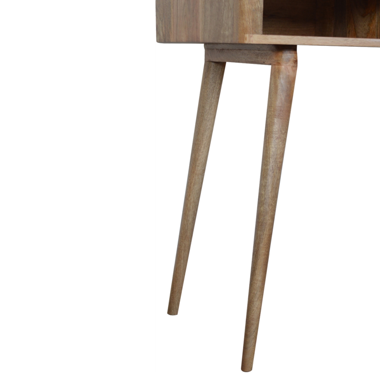 Solid Mango Wood Oak Finished 1 Drawer Leaf Embossed Top Writing Desk - Image 7