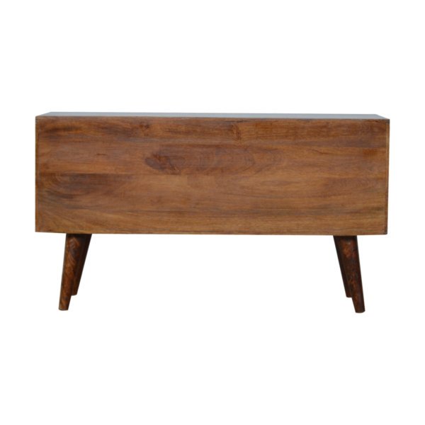 Solid Mango Wood Chestnut Gold Inlay Abstract Sideboard - Image 9