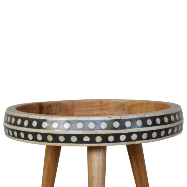 Solid Mango Wood Patterned Scandinavian Style End Table - Image 4